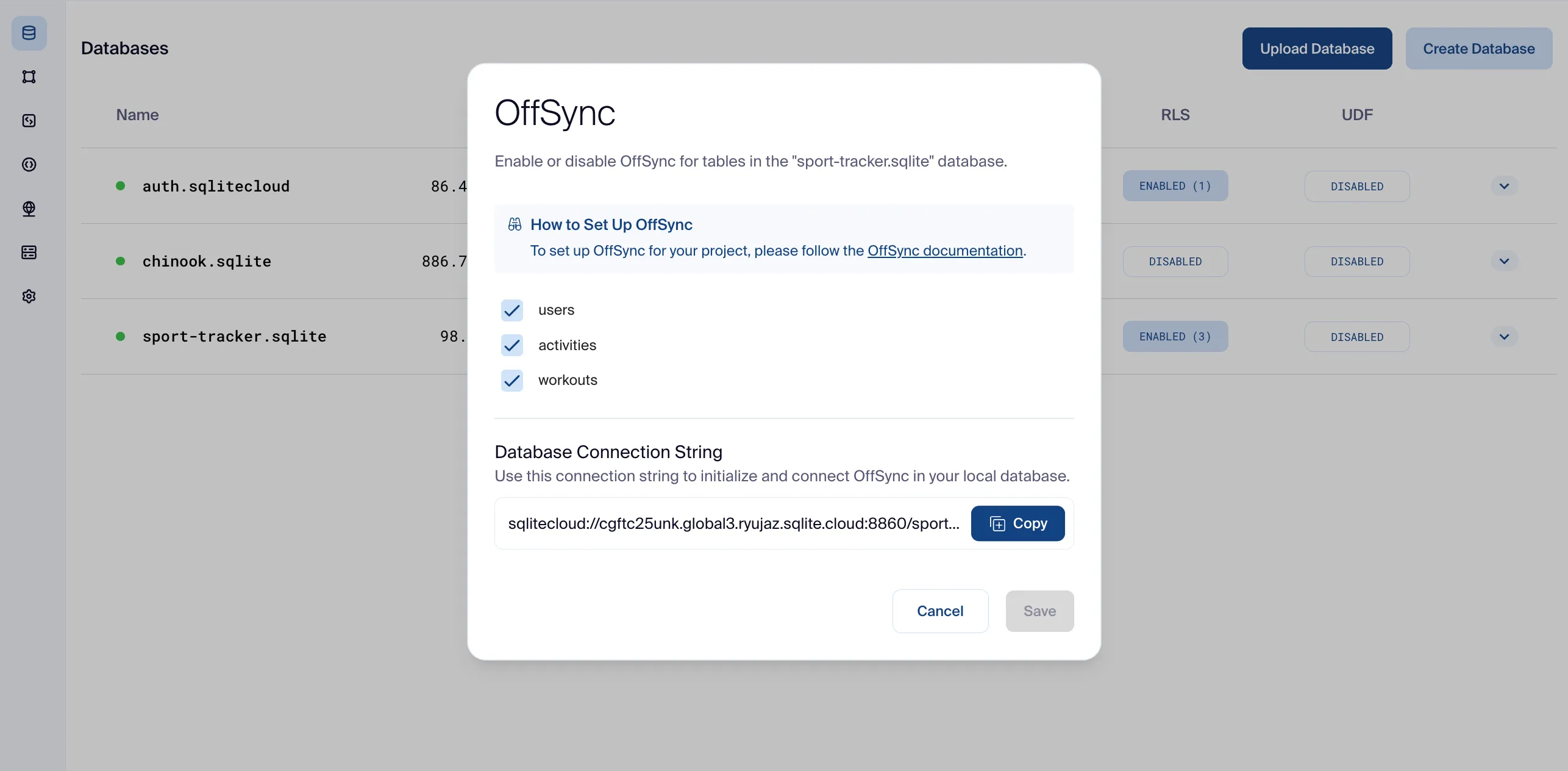 Dashboard Offsync Settings Page